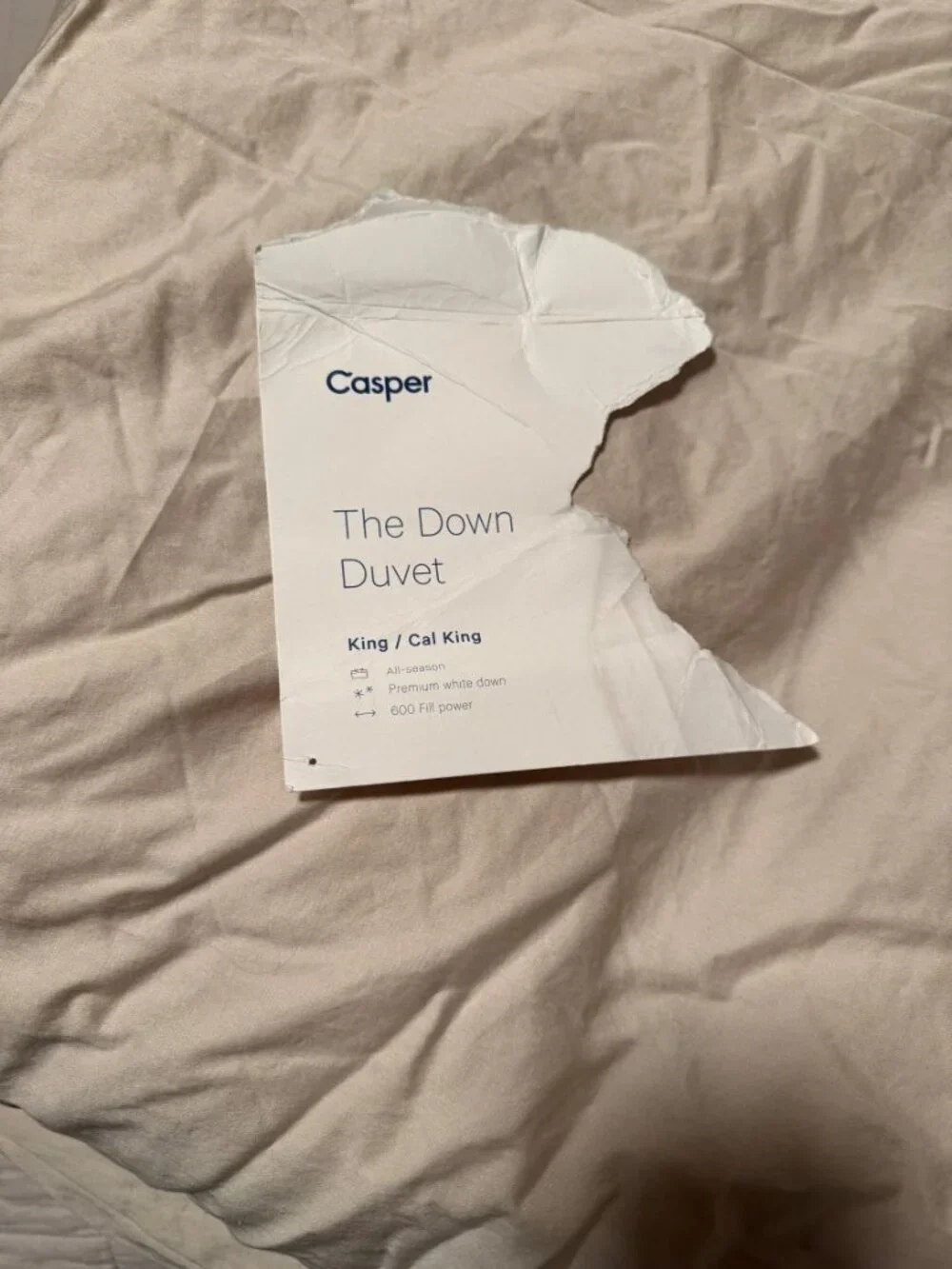 Casper Down Duvet and Percale duvet cover - King- Beige